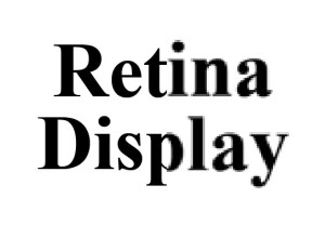 Hier ein Beispiel, wie sich Schrift mit und ohne Retina-Display zeigen kann. Besonders bei Rundungen und schrägen Linien sieht man bei normalen Displays schnell eine Treppchenbildung (Grafik: Sir-Apfelot.de).