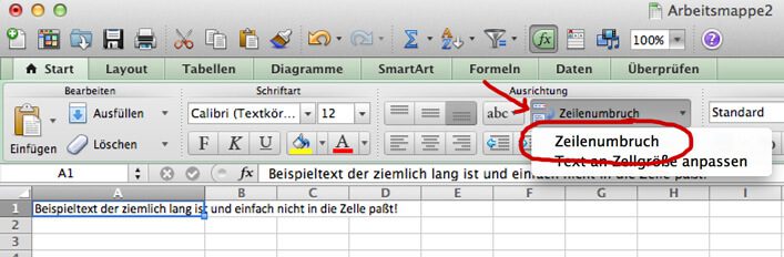 Button für den Excel Zeilenumbruch
