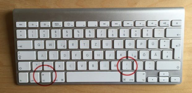 Unendlich Zeichen auf der Mac Tastatur