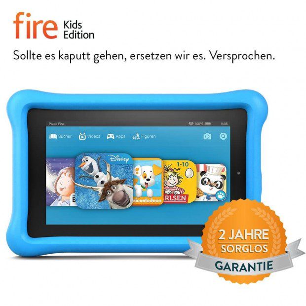 Das Amazon Tablet für Kinder: Fire Kids Edition, 7 Zoll Display, WLAN, 8 GB, Kindgerechte Schutzhülle