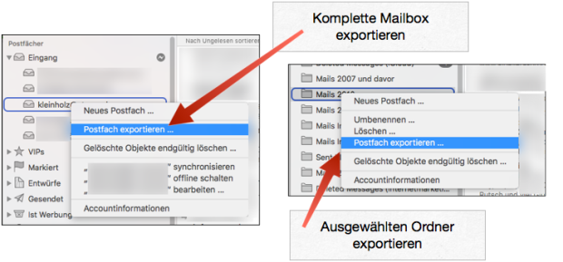 Apple Mail Postfach exportieren