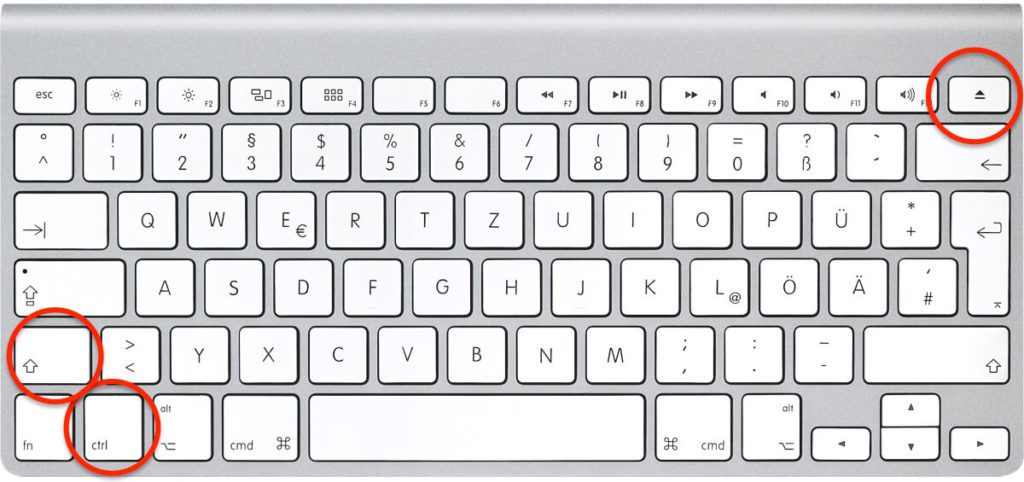 Der Tastaturbefehl für den Ruhezustand am Mac: CTRL + SHIFT + EJECT