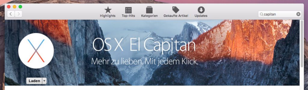 OS X El Capitan könnt ihr gratis im Mac AppStore laden um einen USB Stick bootfähig machen zu können