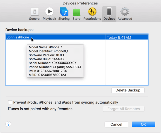 Apple IMEI per iTunes auslesen. Beispielbild von Apple (Quelle: Apple.com)