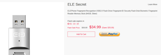 ELE Secret USB Stick mit Fingerabdruck-Sensor und 64 GB Speicher jetzt mit 50 % Rabatt! Bild: elephone.hk
