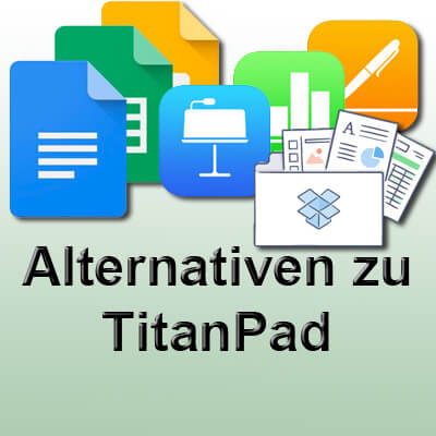 TitanPad Alternative 2017 2018 Dropbox Paper, Google Paper, Apple Pages, Numbers, Keynote, iWork über iCloud, Google Drive