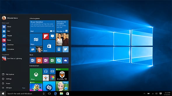 Microsoft Windows 10 läßt sich auch vom USB Stick installieren. Das System von MS hat nicht nur optisch viel zu bieten, sondern wurde auch unter der Motorhaube komplett runderneuert (Foto: microsoft.com).