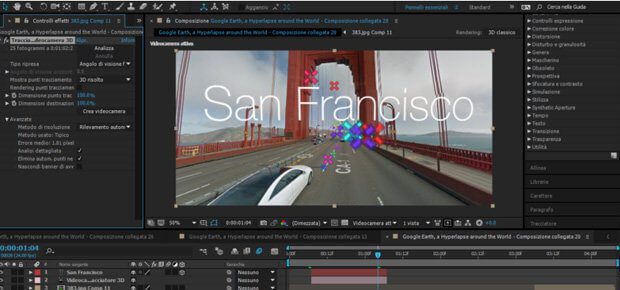 Screenshot von Adobe After Effects zeigt den Aufwand hinter der "Kamerafahrt" in San Francisco, die ihr im Google Maps Hyperlapse Video von Matteo Archondis sehen könnt. Quelle: PetaPixel.com