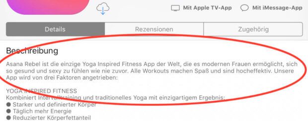 Laut App-Beschreibung ist die Asana Rebel Yoga-App leider nix für Männer – schade eigentlich. :(