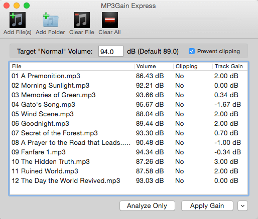 mp3Gain unter OS X Yosemite, MP3gain mp3 normalisieren, Musik anpassen, Lautstärke anpassen und normalisieren mit dB Mac