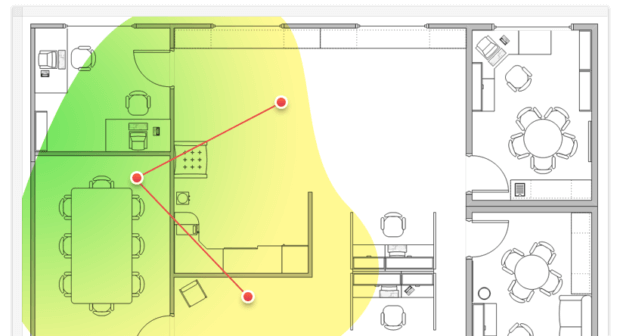 Mit NetSpot könnt ihr eine Heat Map des WLANs in Büro, Wohnung und so weiter erstellen, um Probleme mit dem Wifi zu lösen oder den Gästen den besten Platz aufzuzeigen. (Quelle der Bilder: NetSpot Webseite)