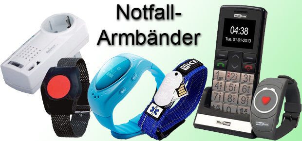 Notfallarmbänder gibt es in den unterschiedlichseten Ausführungen – für Allergiker, Kinder und Senioren (Bilderquelle: Amazon).