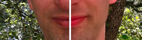 In Einzelfällen pimpt mir die Software die Farbe der Lippen ein bisschen zu sehr. Was bei Frauen vielleicht noch ok aussieht, wirkt bei Männern dann eher affig. 