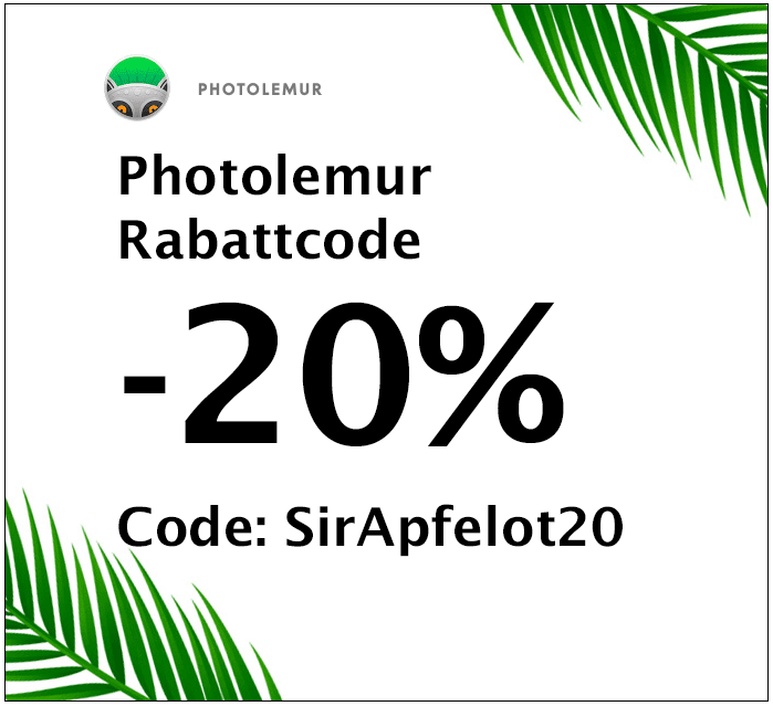 Gut 20% kann man mit dem Rabattcode "SirApfelot20" beim Kauf von Photolemur sparen. Der Code wird beim Bezahlvorgang eingegeben.