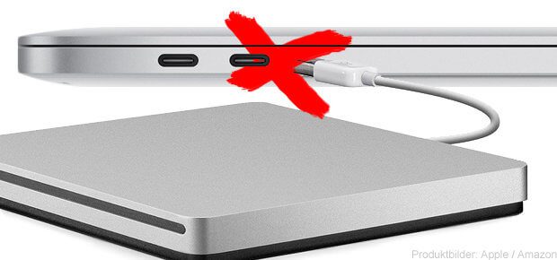 Apple USB SuperDrive am MacBook Pro mit USB-C bzw. Thunderbolt 3? 