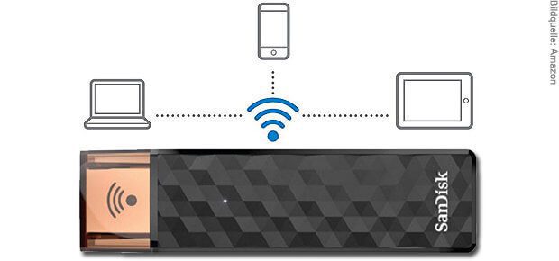 Der WLAN USB-Stick "SanDisk Connect Wireless Stick" sorgt für Datenaustausch per Funk sowie per USB-A-Anschluss. Ideal für iPhone, iPad, Mac und Co!