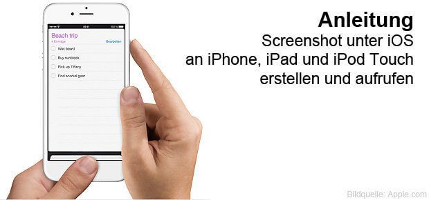 Screenshot an iPhone, iPad oder iPod Touch unter iOS erstellen - mit dieser Anleitung klappt's. Weiter unten die Aussicht auf Bildschirmfotos unter iOS 11 und das Work Around ohne Home Button.