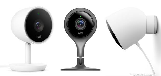 Die Nest Cam Modelle sind moderne Überwachungskameras mit WLAN, Mikrofon und Lautsprecher. Damit ist die Überwachung von Haus und Hof per <a class=