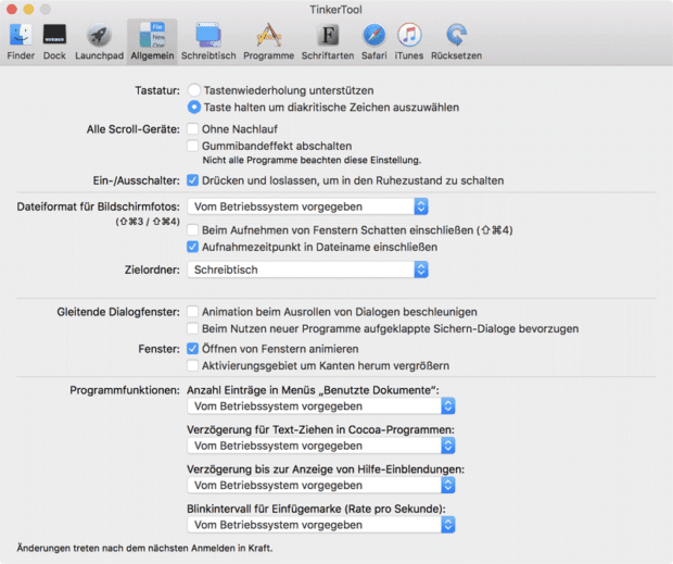 Auch allgemeine Änderungen und Einstellungen könnt ihr im Apple Betriebssystem für den Mac erwirken. Bild: bresink.com