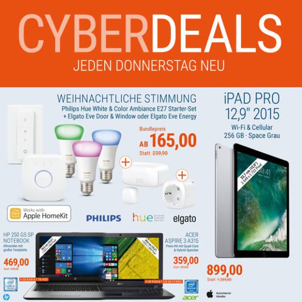 Windows Notebook billiger kaufen, Cyberport Technik-Angebote, iPad günstiger, Smart Home Licht kaufen