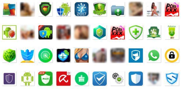 In diesen Apps soll Loapi versteckt sein - angebliche Antiviren-Software und Erwachsenen-Programme mit Porno-Inhalten. (Quelle: Kaspersky)