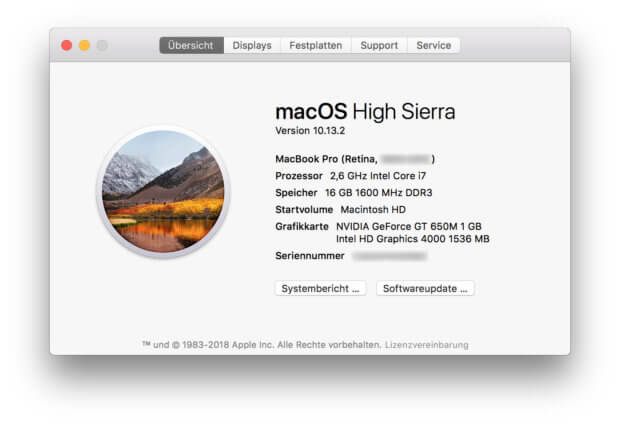Bei mir ist macOS 10.13 High Sierra schon installiert. Wenn ihr es nicht installieren wollt und auch die Erinnerungen von Apple ausblenden wollt, dann seid ihr hier richtig.