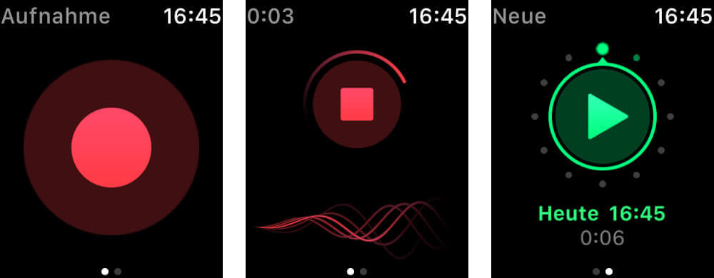 Die Watch-App ist simpel, aber äußerst praktisch, wenn man Sprachmemos ohne iPhone diktieren möchte – sortieren kann man später am iPhone oder iPad.