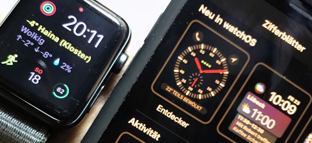 Mit der Watch-App auf dem iPhone lassen sich die Ziffernblätter (Watch-Faces) ändern und auch Apps auf der Watch installieren.