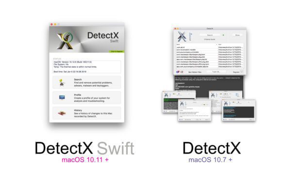 DetectX und Detect X Swift: Je nachdem, welche Version von Mac OS X oder macOS ihr verwendet, können euch die unterschiedlichen Versionen weiterhelfen. (Bild: SQWARQ; Anklicken zum Vergrößern)