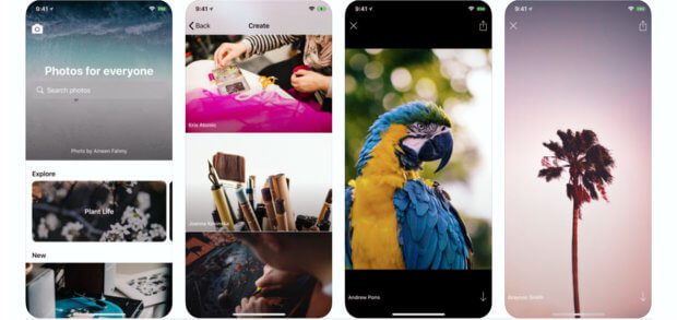 Die Unsplash App für iOS auf iPhone und iPad bringt euch lizenz- und rechtefreie Bilder für private und kommerzielle Nutzung von unterwegs. Bilder: Apple App Store / iTunes