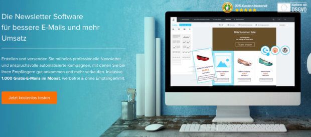 Die deutsche Newsletter Software Newsletter2Go kann man bis 1.000 Mails pro Monat kostenlos testen. Was sie alles bietet, welche Abo-Pakete es gibt und weitere Infos gibt es hier.