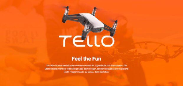 Die Ryze Tello Drohne mit DJI-Technik und Intel-CPU könnte auch DJI Tello heißen - sie ist günstig und stabil - ideal für Kinder und Jugendliche.