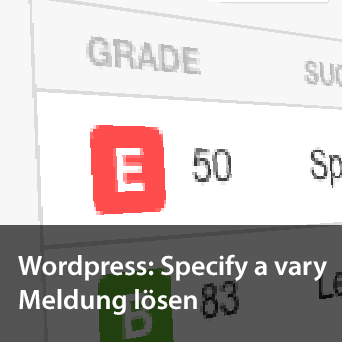 Wordpress Specify a vary Meldung lösen