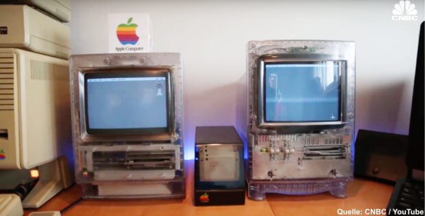 Zwei transparente Macintosh-Prototypen von Apple aus der Sammlung von Hap Plain. Mehr findet ihr im Video.
