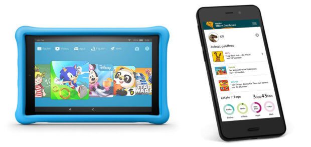 Das Amazon Fire HD 10 Kids Edition ist ein Kinder-Tablet mit kindergerechtem Android-System, FreeTime Apps, Spielen, Videos, Filmen und mehr. Eltern können die Nutzung per Smartphone-App einsehen.