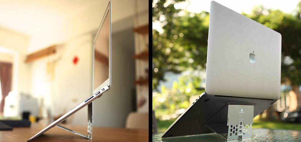 Der Majextand Laptopständer fürs Apple MacBook ist extrem dünn und leicht. Ideales Gadget für Urlaub, Reise und mobiles Büro von digitalen Nomaden. Bilderquelle: Majextand.com