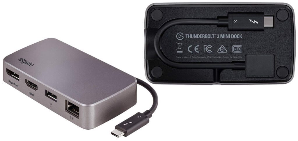 Das Elgato Thunderbolt 3 Mini Dock ist ein Adapter für HDMI, DisplayPort,  USB sowie Ethernet. Der Datentransfer ist bis 40 GBit/s möglich.