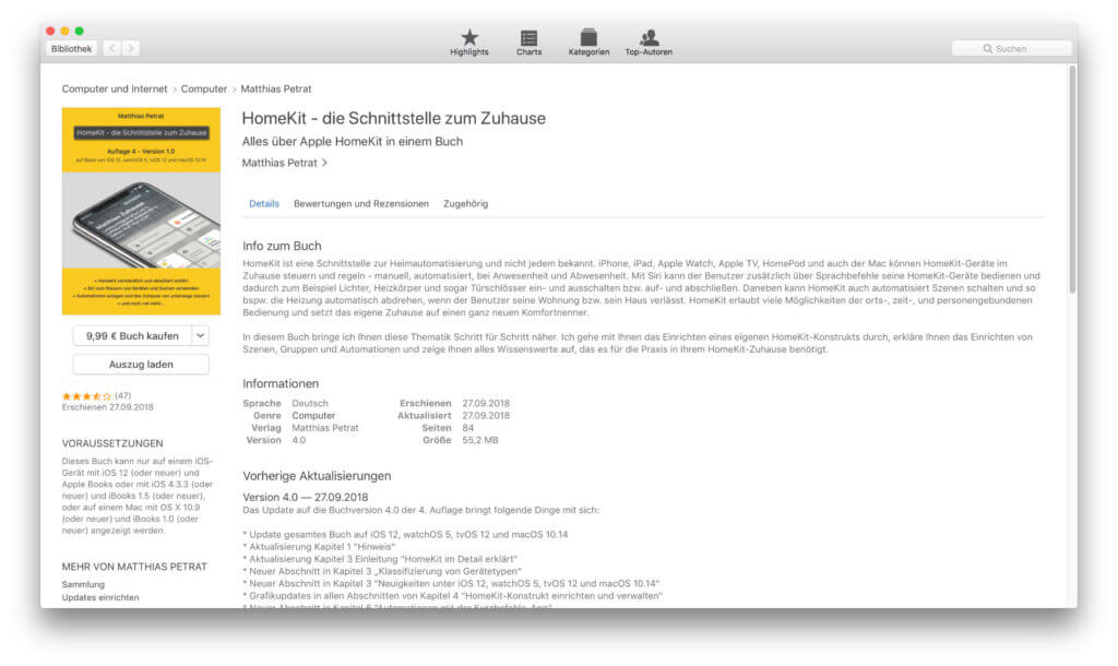 Das HomeKit-Buch bei Apple iBooks. Im obigen Absatz findet ihr den Link zu weiteren Informationen und zum Download.