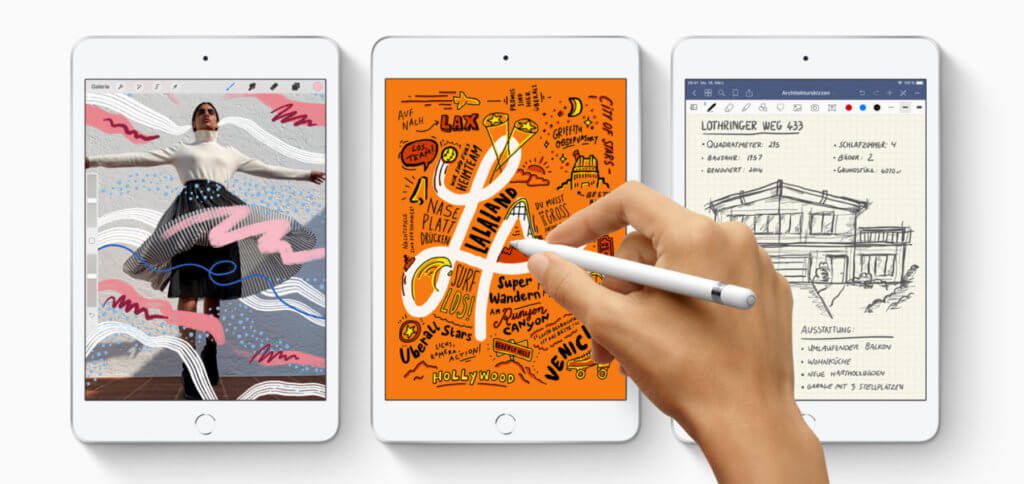 Das neue Apple iPad mini mit 7,9 Zoll Retina-Display hat einen A12-Chip und unterstützt den Apple Pencil. Bild: Apple