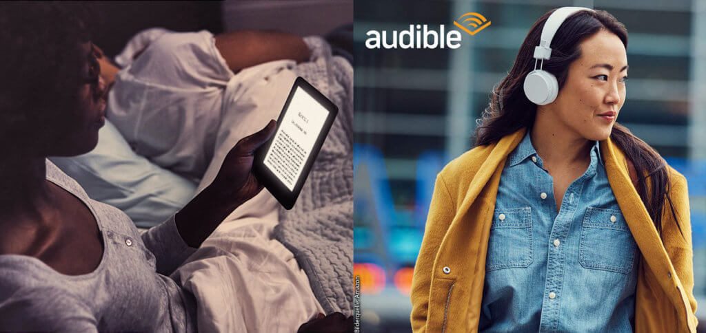 Der neue Amazon Kindle mit Frontlicht bringt gleich drei Vorteile: ein Display ohne Spiegeleffekte, aber mit LED-Beleuchtung sowie die Audible-Nutzung per Bluetooth für Hörbücher unterwegs.