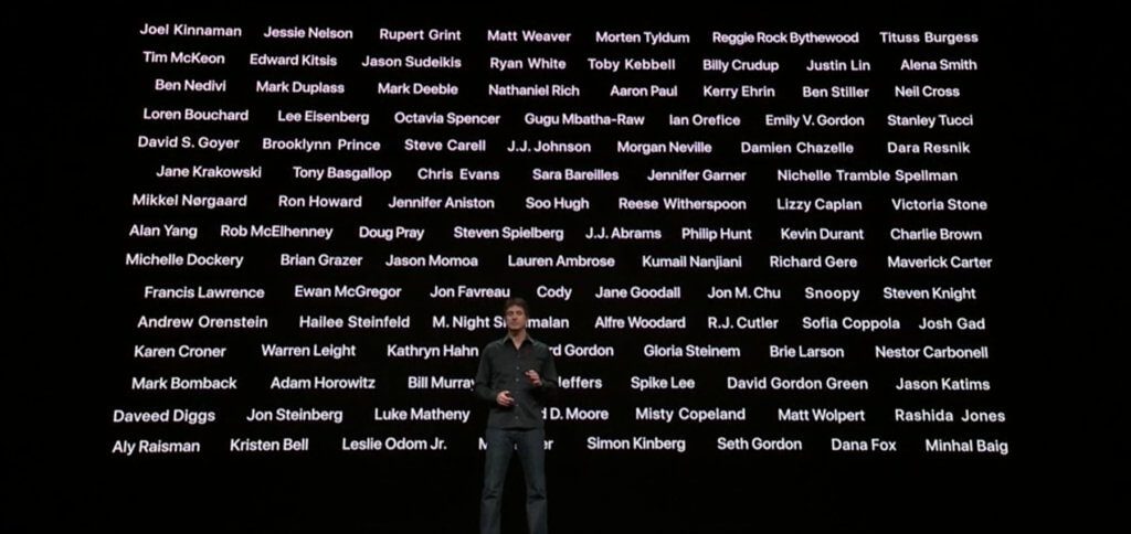 Steven Spielberg, Jennifer Aniston, Reese Witherspoon, Steve Carell, Octavia Spencer, J.J. Abrams, Jason Momoa, M. Night Shyamalan, Jon M. Chu und Oprah Winfrey sind nur einige der Mitwirkenden bei der Content-Schaffung für Apple TV+, das im Herbst 2019 an den Start geht.