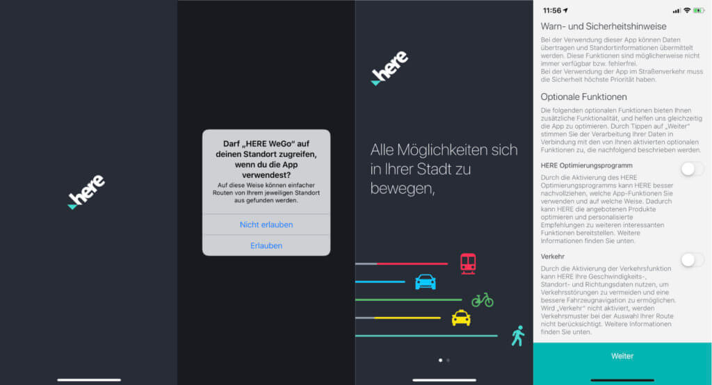 Nach dem HERE WeGo Download ist die App schnell betriebsbereit. Ein paar Einstellungen und los geht's!