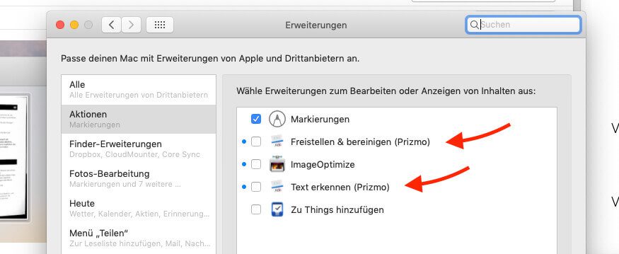 Mit den Erweiterungen von Prizmo kann man eine Texterkennung direkt in Apple Mail auf Bilddateien in einer Mail laufen lassen. 