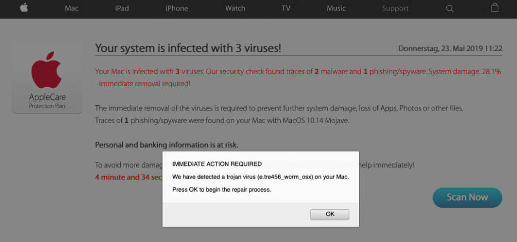 Fake-Virenscanner will auf meinem Mac Malware installieren.