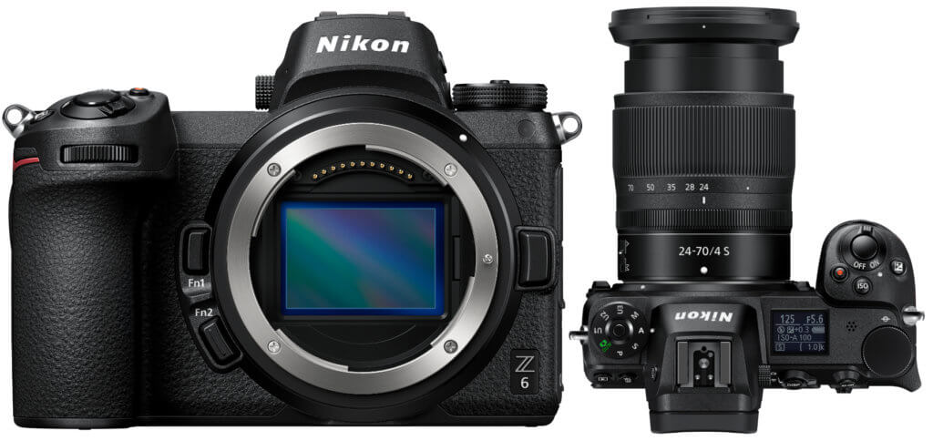 Die Nikon Z6 mit und ohne Nikkor Z Objektiv. Zudem gibt es auch noch einen FTZ-Bajonettadapter sowie weiteres Zubehör zu kaufen.