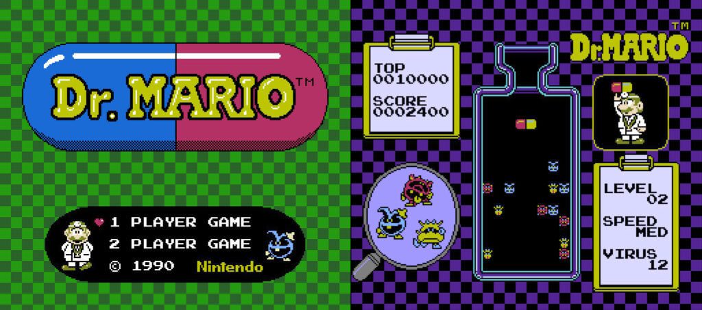 TV-Format, Pixel-Grafik und Steuerung über Controller – das ist Dr. Mario für das Nintendo Entertainment System.