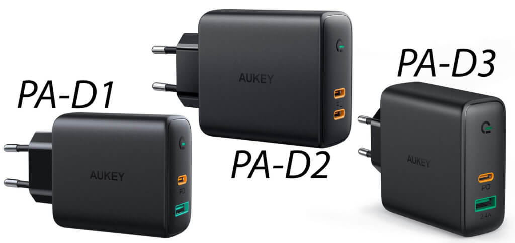 Die AUKEY Dynamic Detect Ladegeräte bieten viel Leistung. Das PA-D2 bietet diese über zwei USB-C-Anschlüsse mit Power Delivery. Das PA-D3 ist mit 60 W zudem fürs Apple MacBook Pro / Air geeignet.