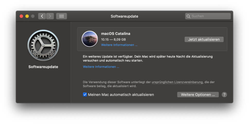 Das Upgrade auf macOS 10.15 Catalina steht bereit und ein regelmäßiger Update-Hinweis erinnert daran. Wie ihr die nervige Nachricht abschaltet, das lest ihr hier.