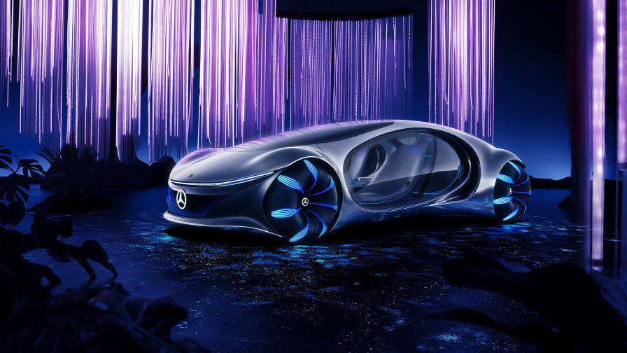 Von Avatar inspiriert und entsprechend futuristisch zeigt sich das E-Auto Vision AVTR von Mercedes-Benz. Quelle: Mercedes-Benz