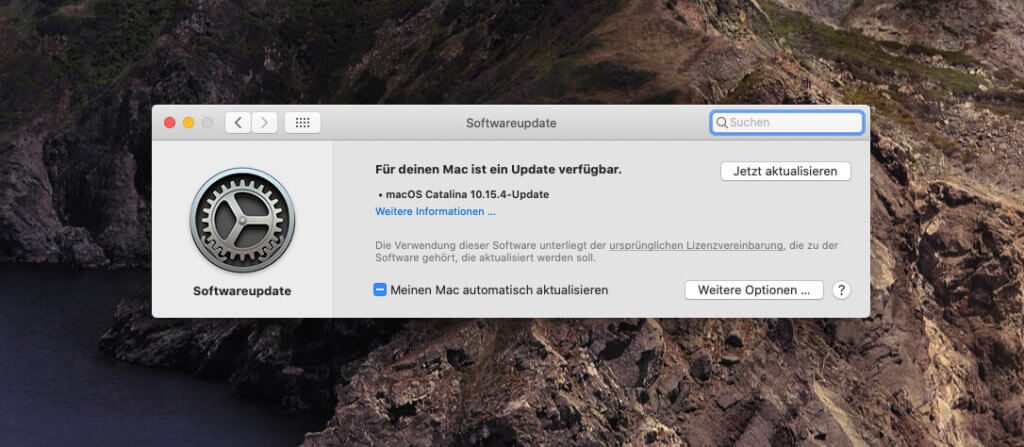 Die Update von macOS startet man über die Systemeinstellungen, die man in der Regel im Dock findet.